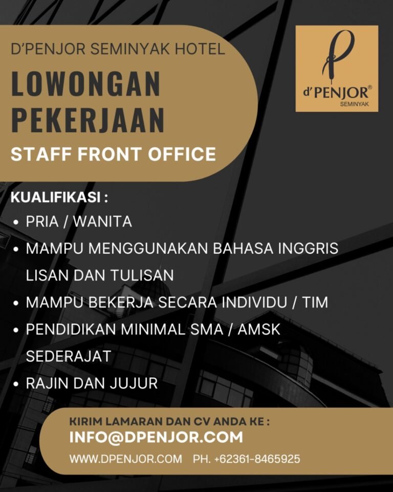 Lowongan Pekerjaan Staff Front Office di D'Penjor Seminyak Hotel
