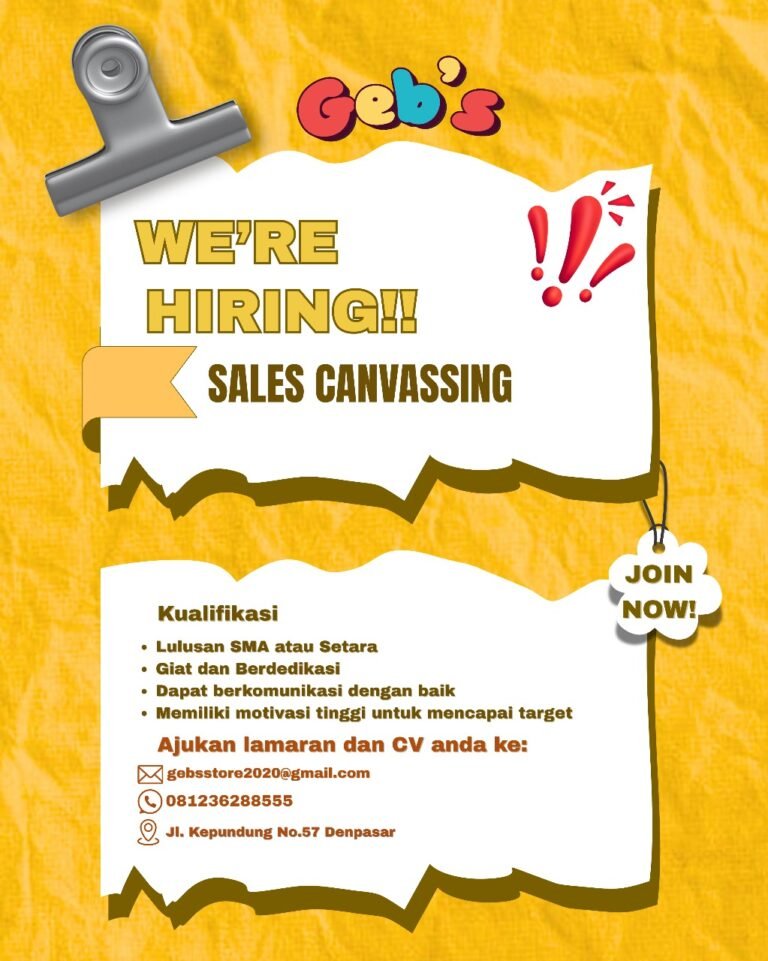 Lowongan Pekerjaan Sales Canvassing di Geb's Denpasar