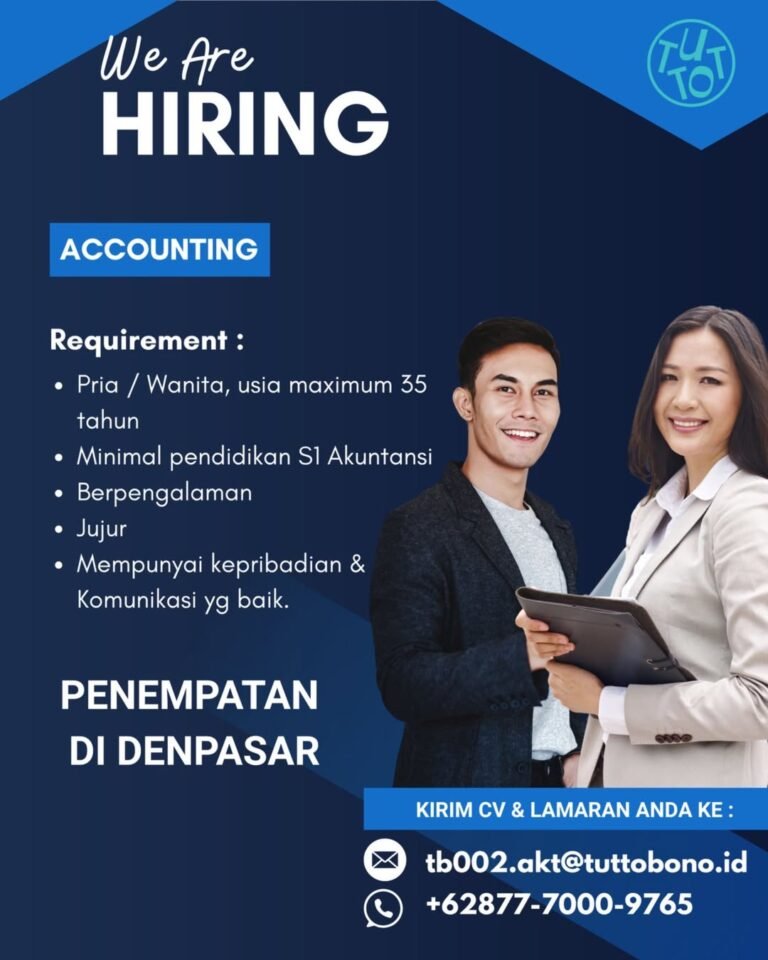Lowongan Pekerjaan Accounting di Tutto Bono Denpasar
