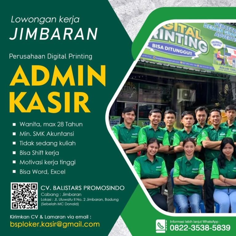 Lowongan Pekerjaan Admin Kasir di CV. Balistars Promosindo Jimbaran