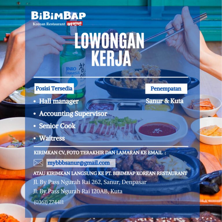 Lowongan Pekerjaan Hall Manager, Accounting Supervisor, dll di BIBIMBAP Korean Restaurant