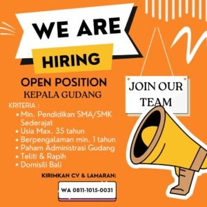 Lowongan Pekerjaan Sales, Kepala Gudang, & Telemarketing di Bali