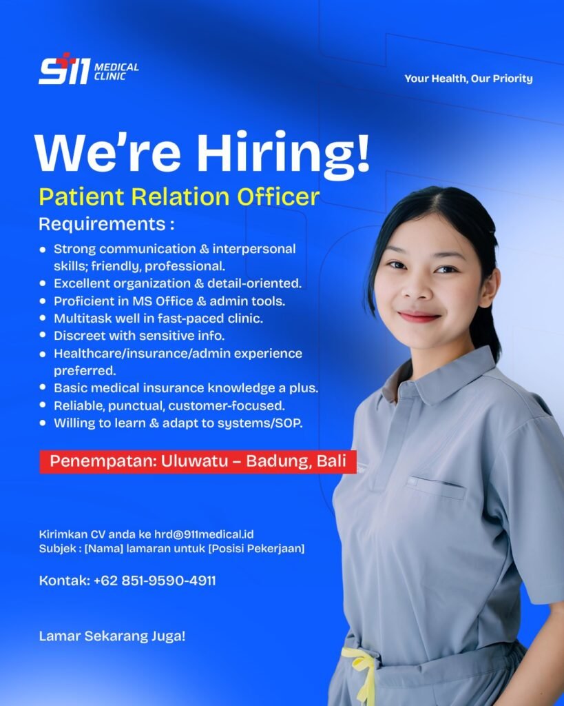 Lowongan Pekerjaan Patient Relation Officer di SIN MEDICAL CLINIC Uluwatu