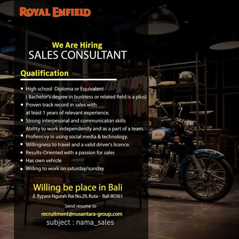 Lowongan Pekerjaan Sales Consultant di Royal Enfield Kuta