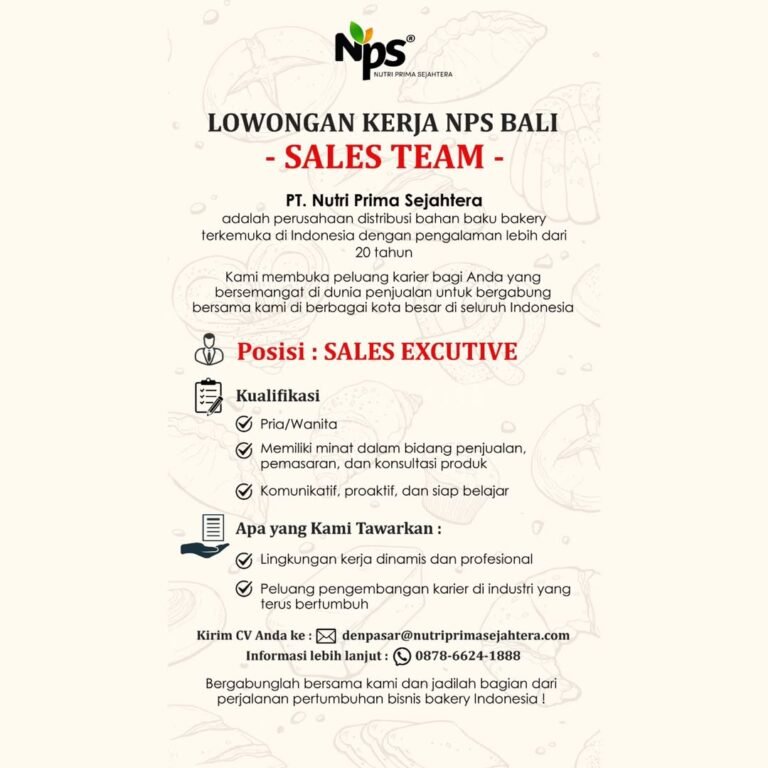 Lowongan Pekerjaan Sales Executive di PT. Nutri Prima Sejahtera Bali