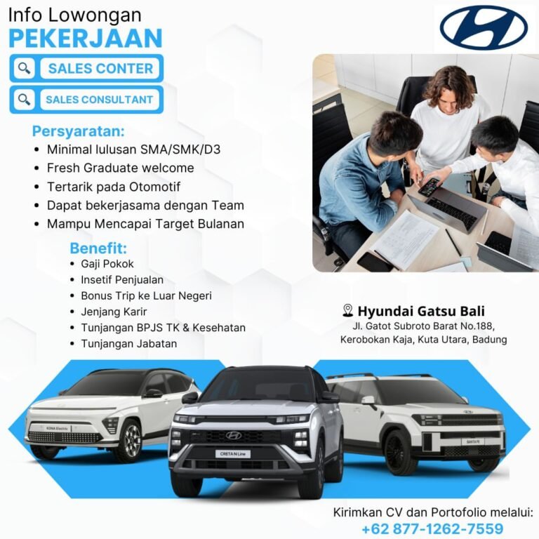Lowongan Pekerjaan Sales Counter & Sales Consultant di Hyundai Gatsu Bali