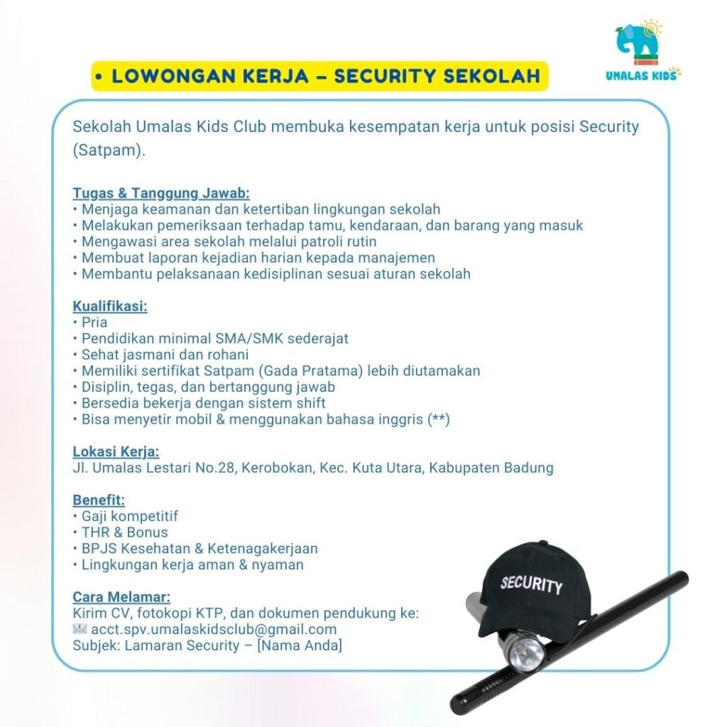 Lowongan Pekerjaan Security di Umalas Kids Club Kerobokan