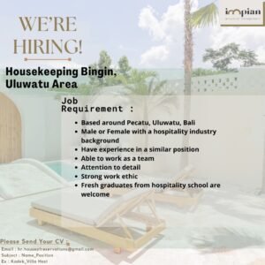 Lowongan Pekerjaan Villa Host, Housekeeping, Developer, dll di Icopian Bali