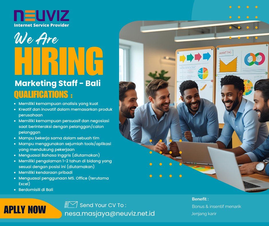 Lowongan Pekerjaan Marketing Staff di Neuviz Bali