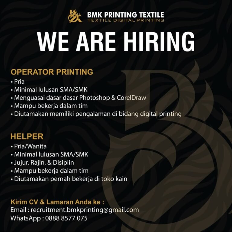 Lowongan Pekerjaan BMK Printing Textile Bali