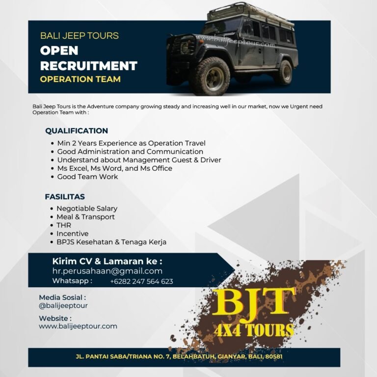 Lowongan Pekerjaan Bali Jeep Tours Gianyar