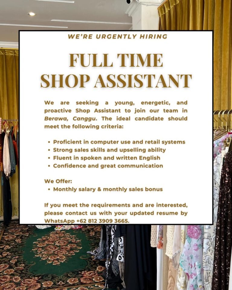 Lowongan Pekerjaan Shop Assistant di Berawa Canggu