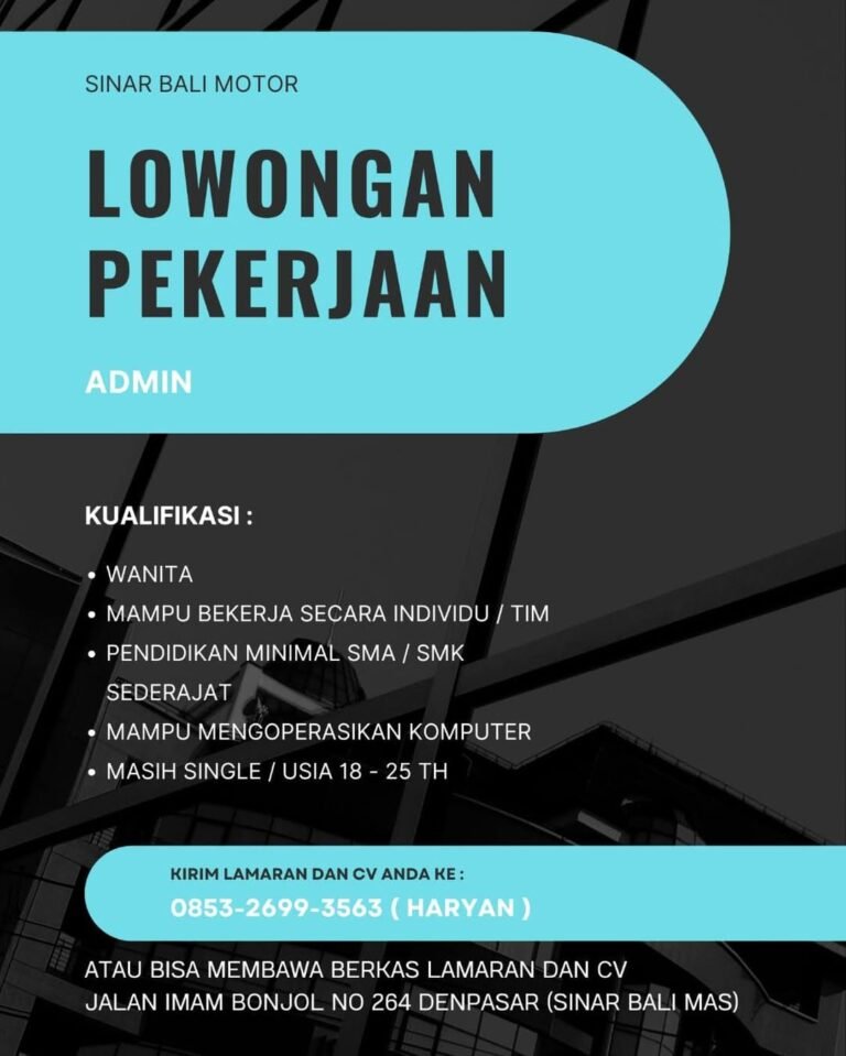 Lowongan Pekerjaan Admin di Sinar Bali Motor Denpasar