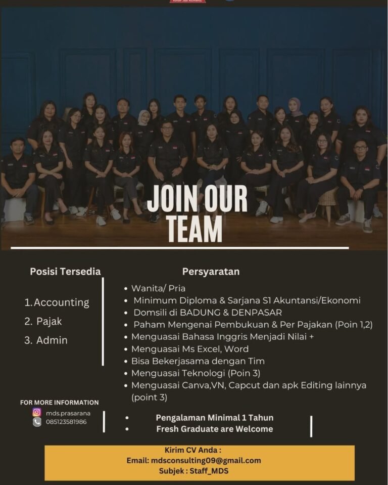 Lowongan Pekerjaan MDS Consulting Badung & Denpasar