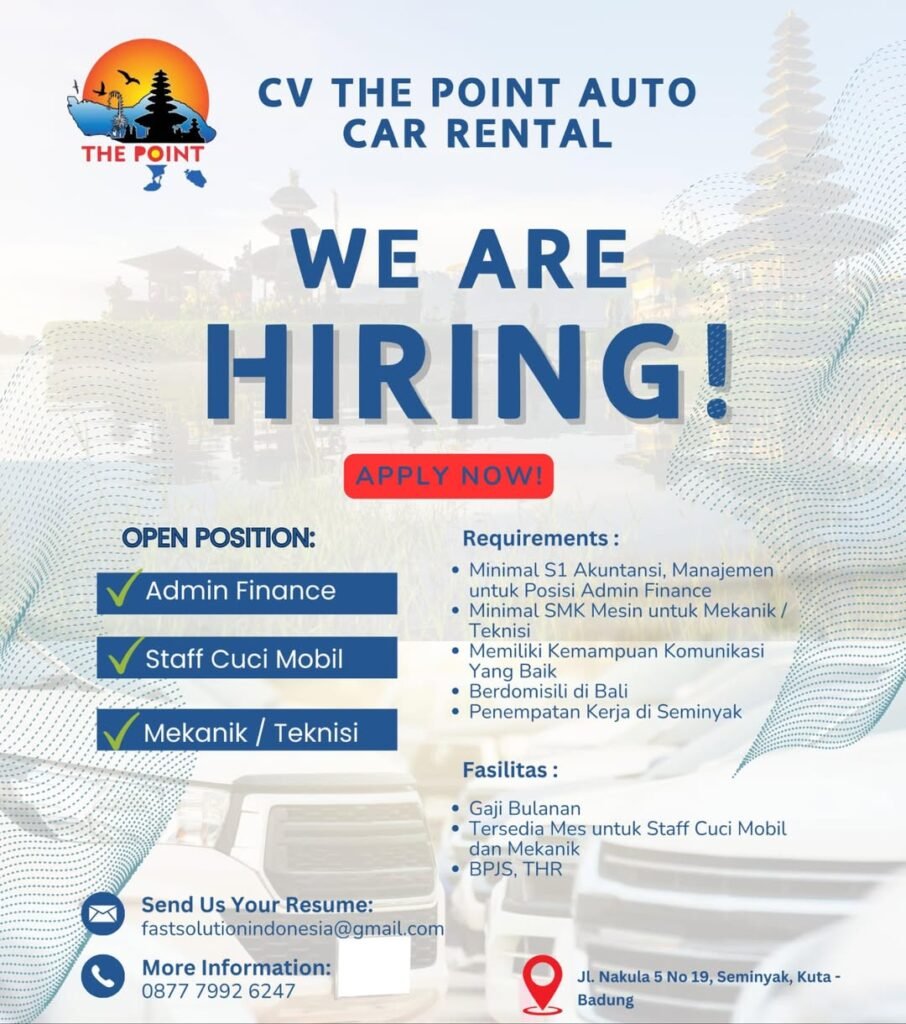 Lowongan Pekerjaan THE POINT AUTO CAR RENTAL Seminyak