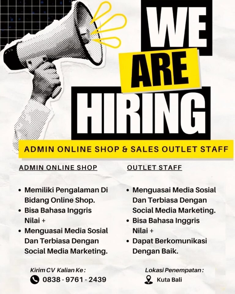 Lowongan Pekerjaan Admin Online & Sales Outlet di Kuta