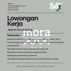 Lowongan Pekerjaan Admin Purchasing & Greeter di Mora Bali