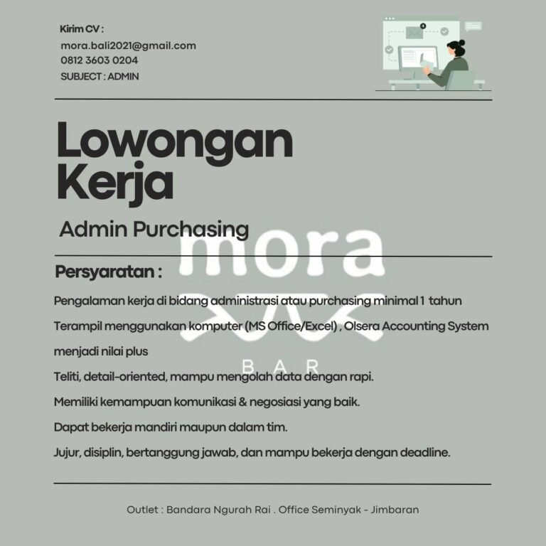 Lowongan Pekerjaan Admin Purchasing & Greeter di Mora Bali