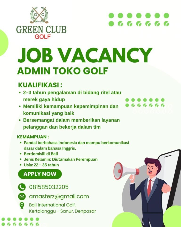 Lowongan Pekerjaan Admin Toko Golf di Green Club Denpasar
