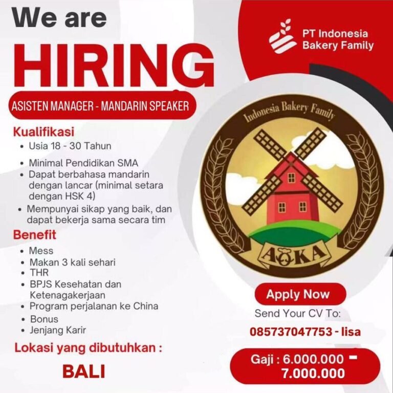 Lowongan Pekerjaan Asisten Manager di PT Indonesia Bakery Family Bali