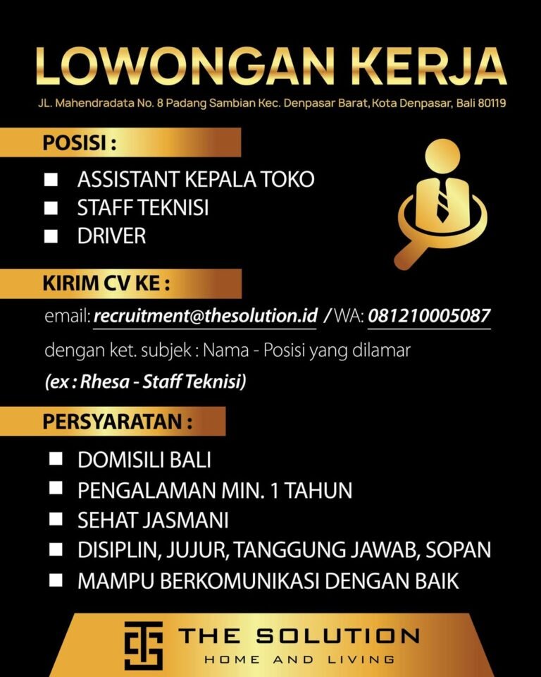 Lowongan Pekerjaan The Solution Denpasar