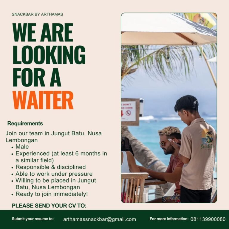 Lowongan Pekerjaan Snackbar By Arthamas Nusa Lembongan