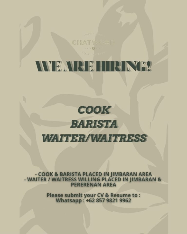 Lowongan Pekerjaan Cook, Barista, & Waiter/Waitress di CHATWEEN