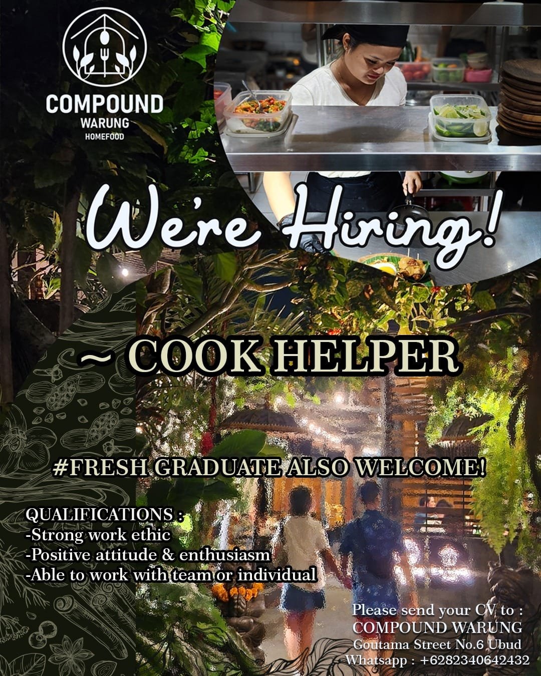 Lowongan Pekerjaan Cook Helper di Compound Warung Ubud