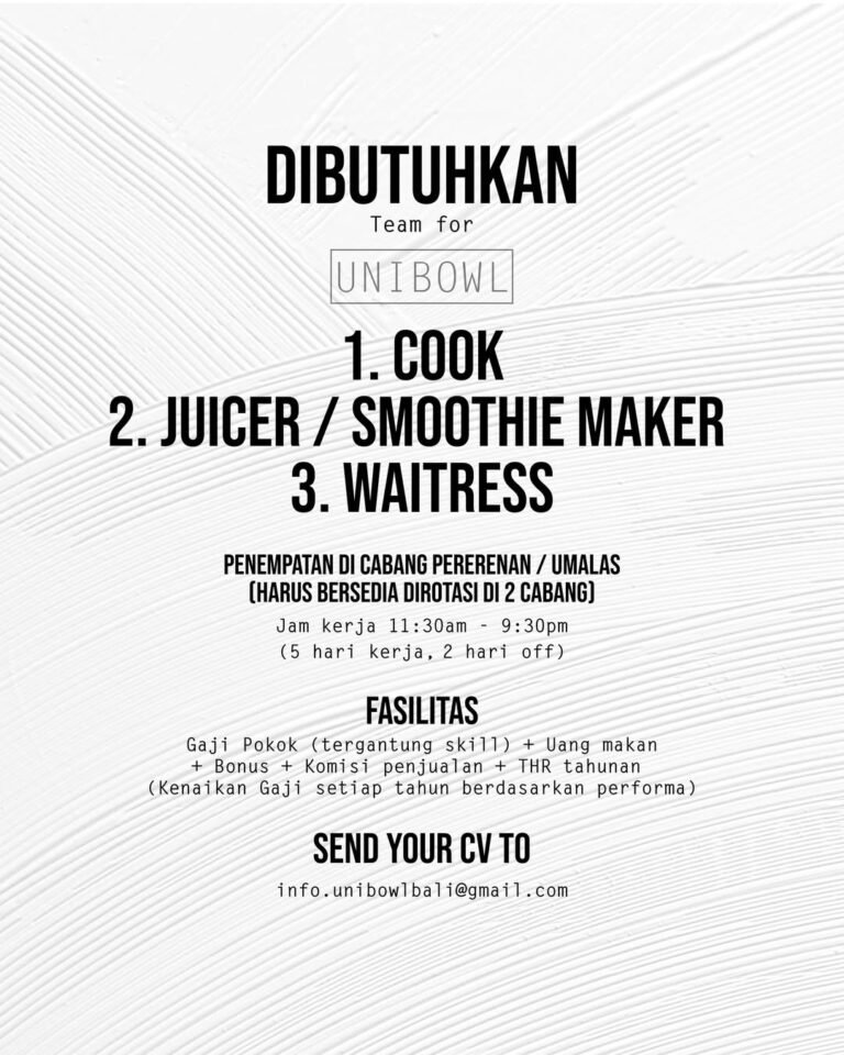 Lowongan Pekerjaan UNIBOWL Pererenan & Umalas