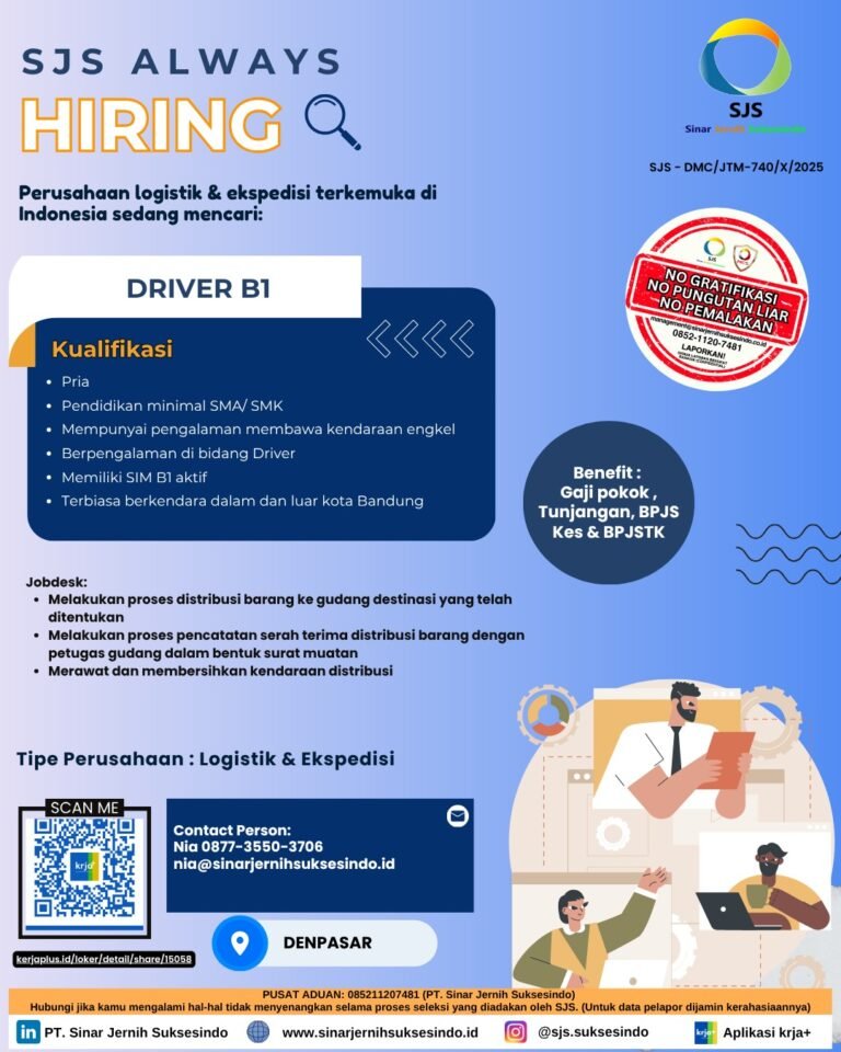 Lowongan Pekerjaan Driver B1 di SJS Denpasar
