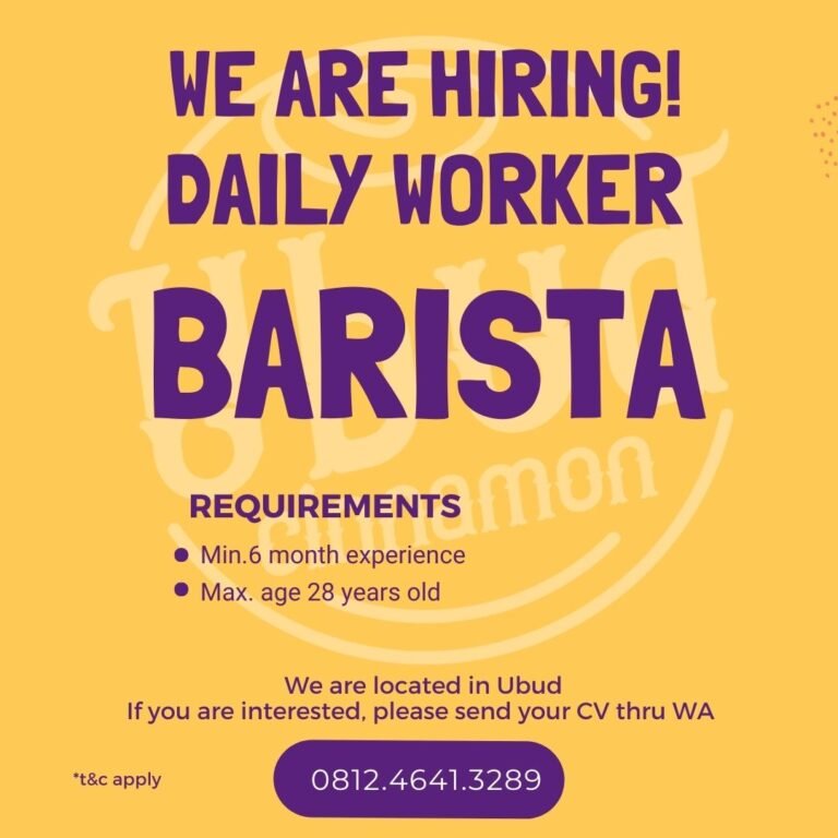 Lowongan Pekerjaan Barista di Ubud