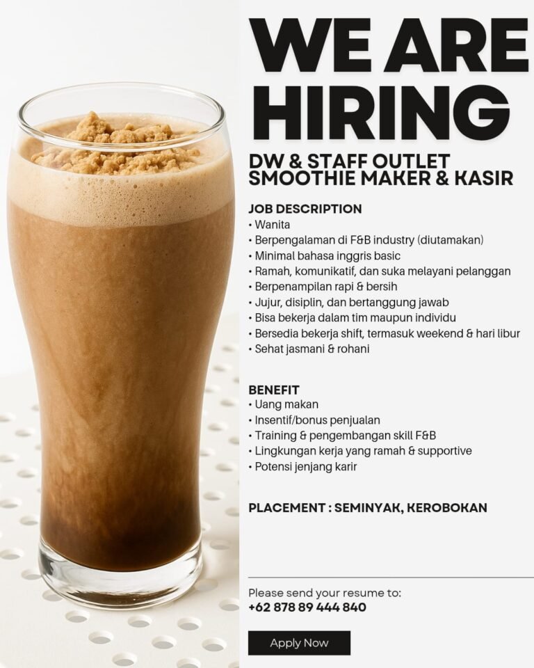 Lowongan Pekerjaan Outlet Crew di Seminyak & Kerobokan