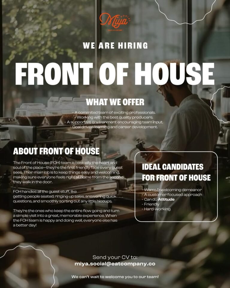 Lowongan Pekerjaan Front of House di Miya