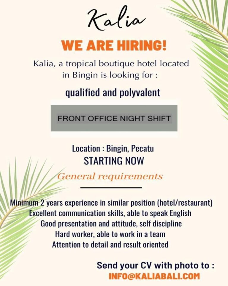 Lowongan Pekerjaan Front Office di Kalia Bingin