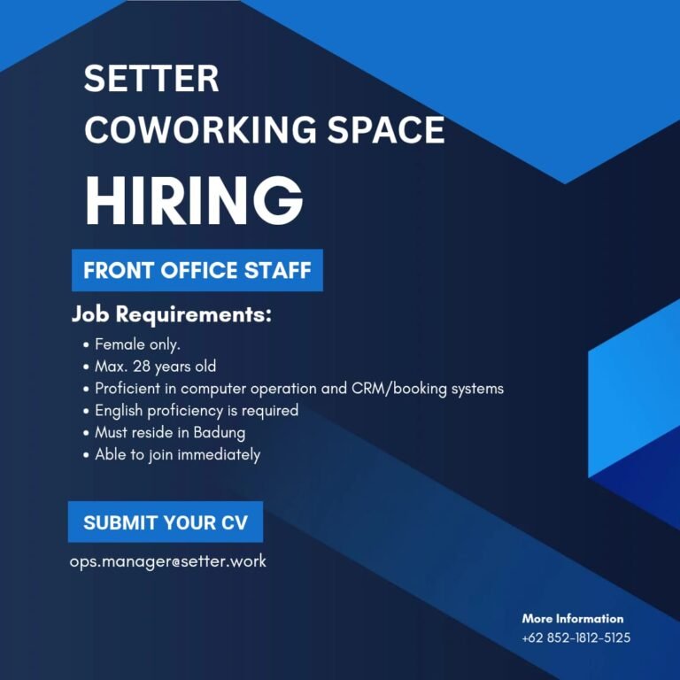 Lowongan Pekerjaan Front Office Staff di Setter Coworking Space Badung