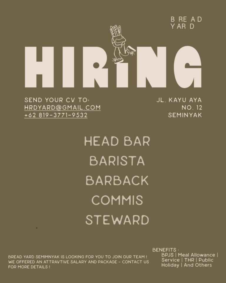 Lowongan Pekerjaan di Bread Yard Seminyak