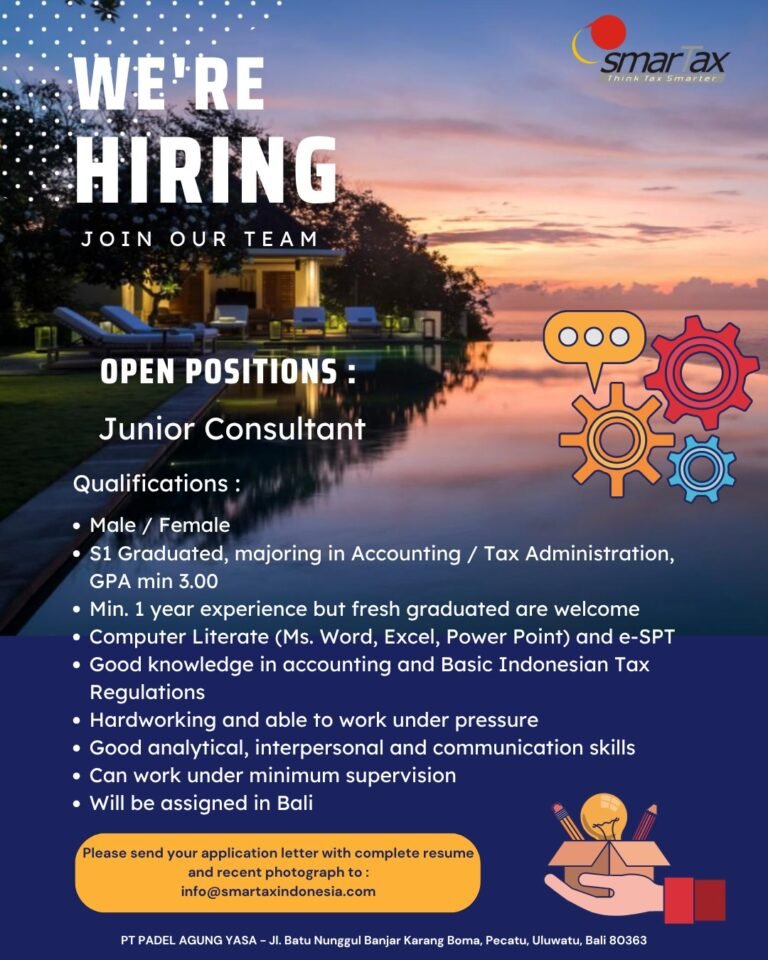 Lowongan Pekerjaan Junior Consultant di Smartax Indonesia Uluwatu