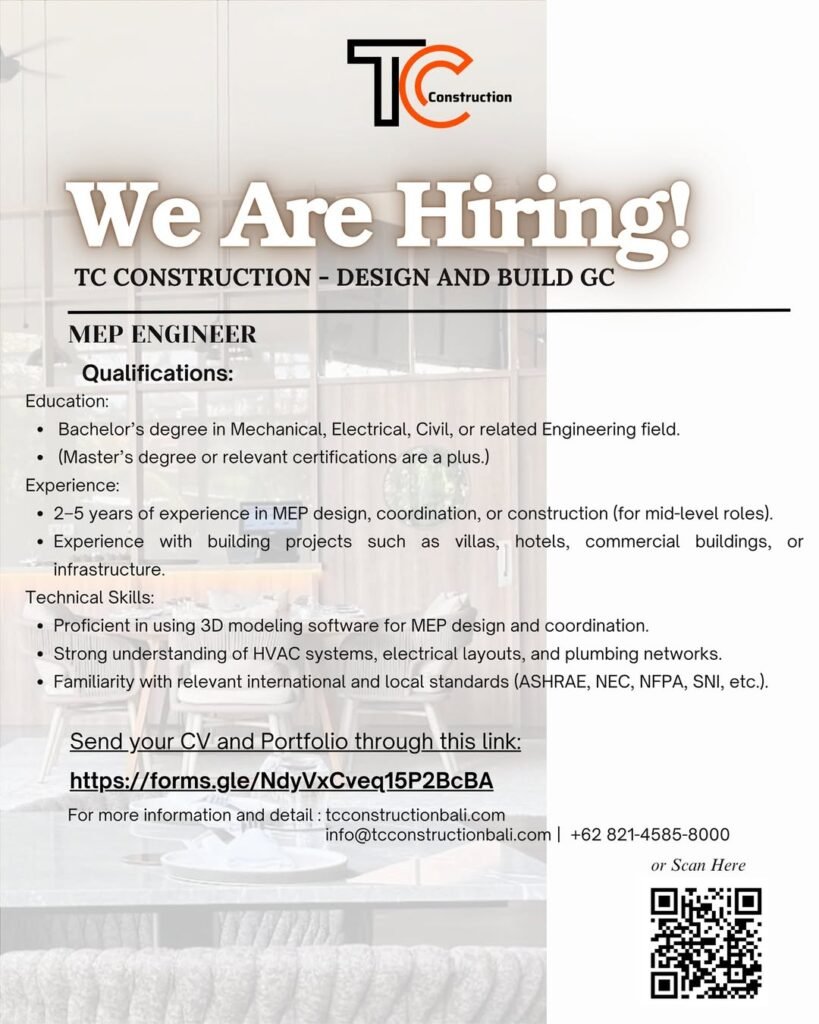 Lowongan Pekerjaan TC Construction Bali