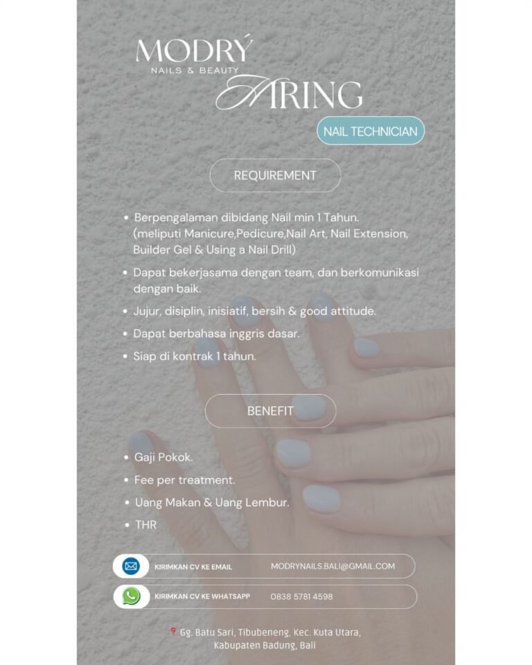 Lowongan Pekerjaan Nail Technician di MODRY NAILS & BEAUTY Badung