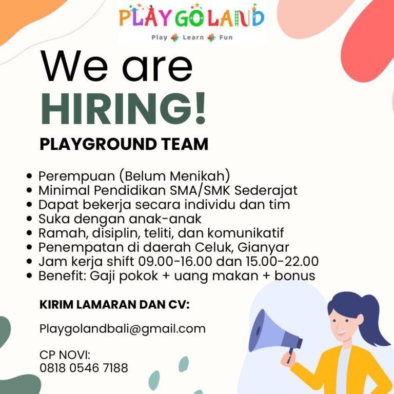 Lowongan Pekerjaan Playground Team di PLAYGÖLAND Gianyar