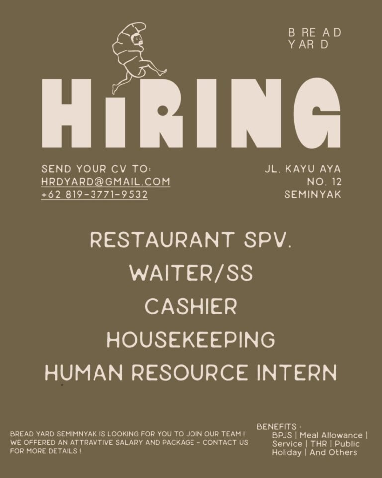 Lowongan Pekerjaan di Bread Yard Seminyak