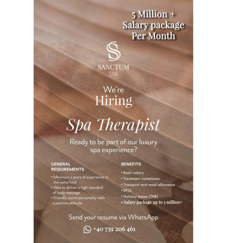 Lowongan Pekerjaan Spa Therapist di Sanctum Spa Bali