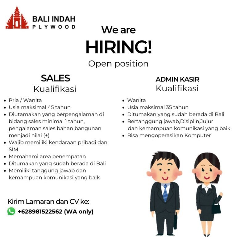 Lowongan Pekerjaan Sales & Admin Kasir di Bali Indah Plywood