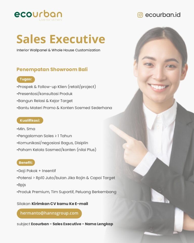 Lowongan Pekerjaan Sales Executive di Ecourban Bali