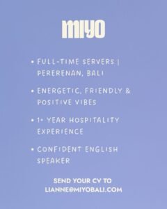 Lowongan Pekerjaan Servers di MIYO Pererenan