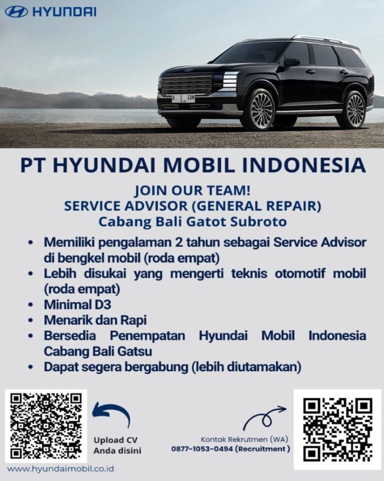 Lowongan Pekerjaan Service Advisor di Hyundai Denpasar
