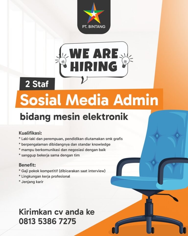 Lowongan Pekerjaan Sosial Media Admin di PT. Bintang