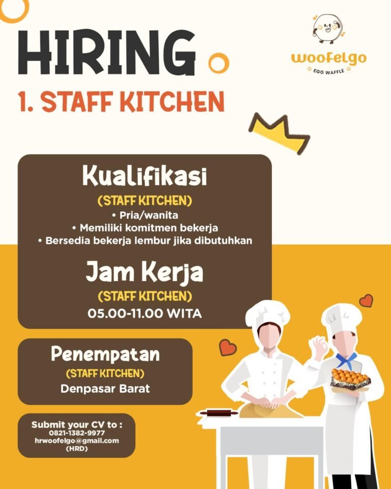 Lowongan Pekerjaan Staff Kitchen di Woofelgo Denpasar
