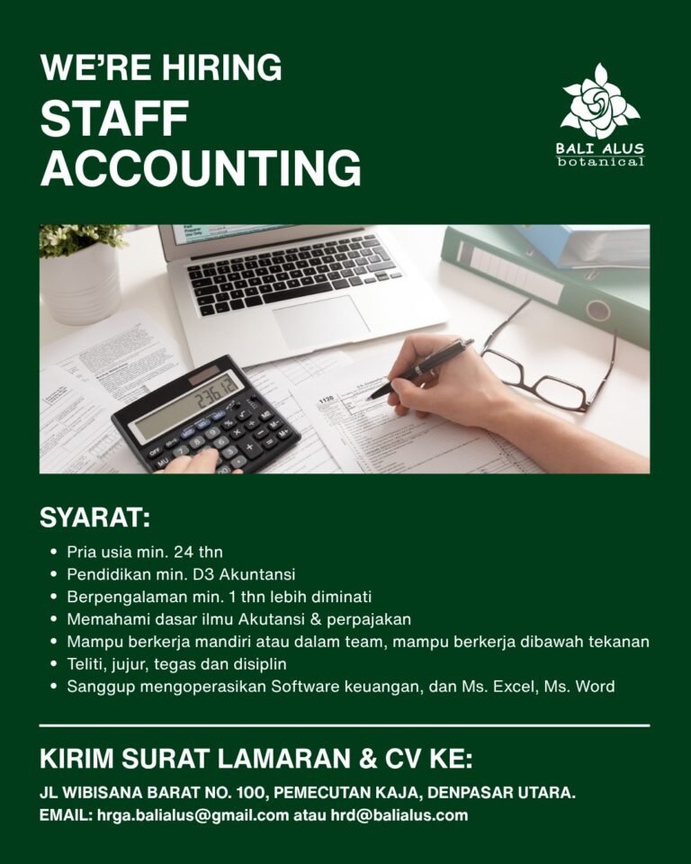 Lowongan Pekerjaan Staff Accounting di Bali Alus Denpasar