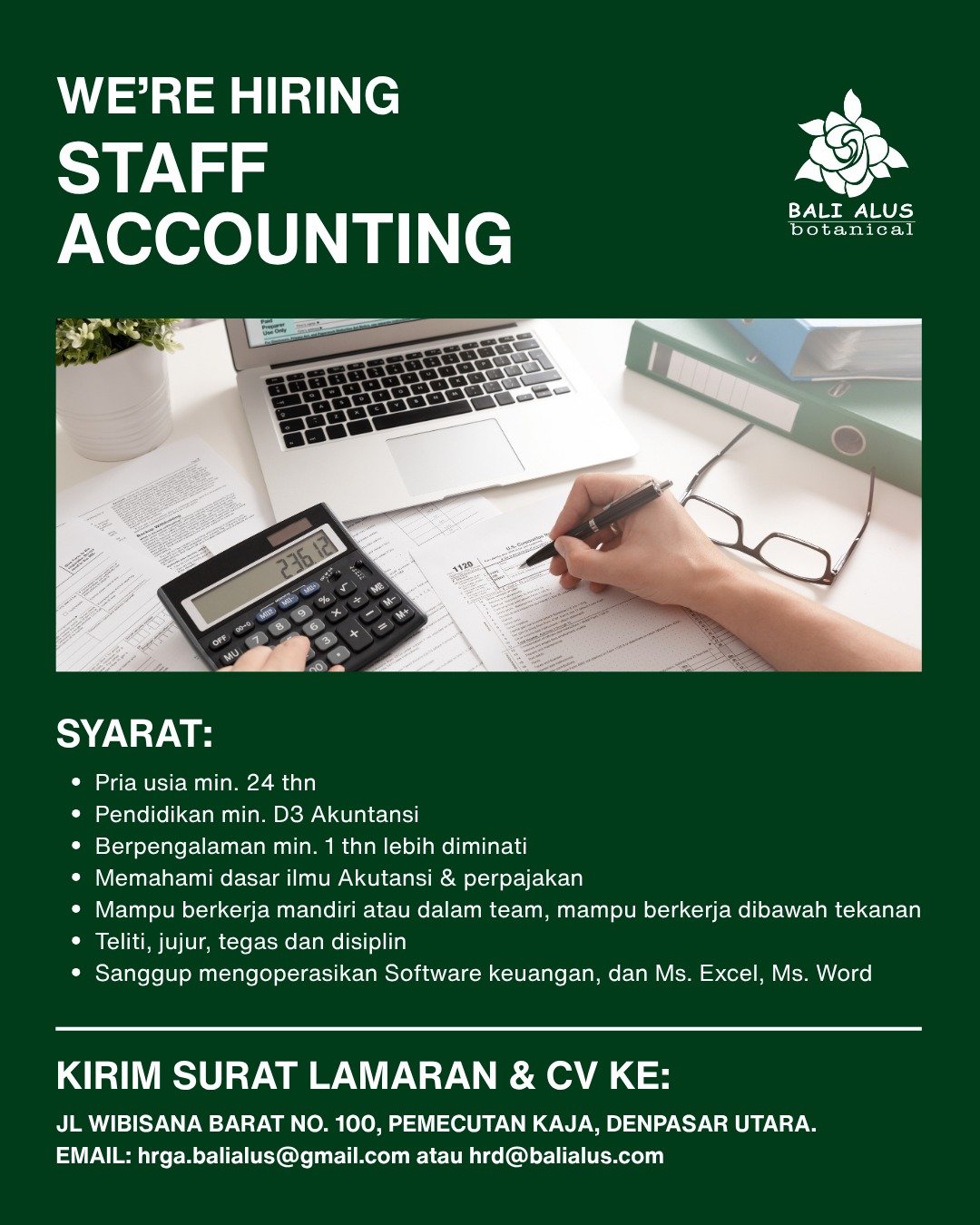 Lowongan Pekerjaan Staff Accounting di Bali Alus Denpasar